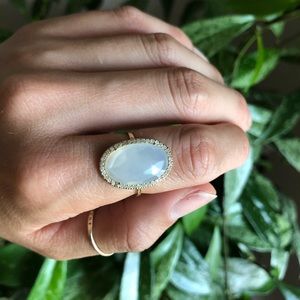 14k yellow gold and white moonstone ring